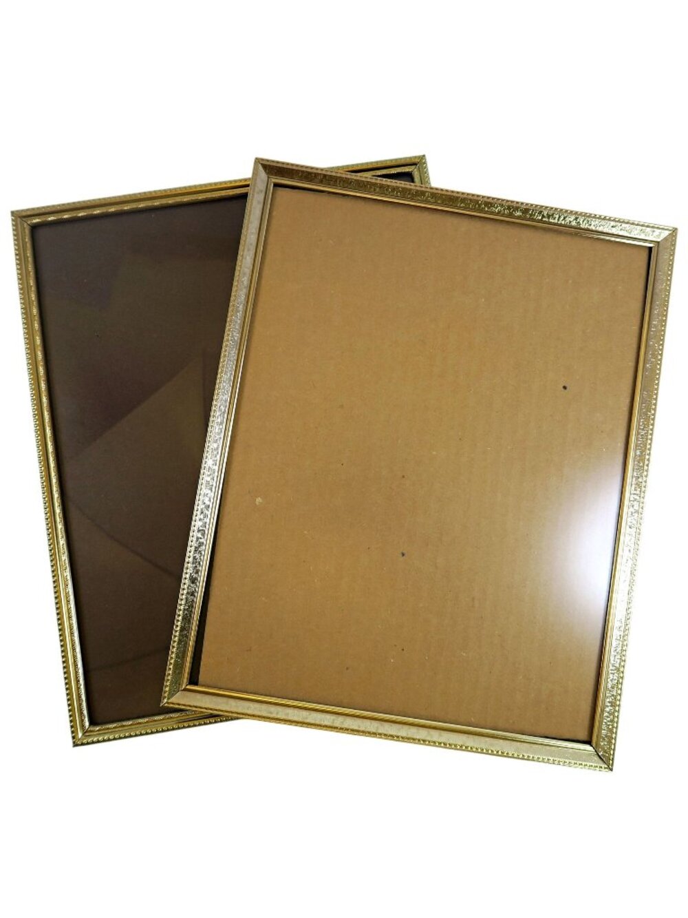 Vintage Gold-Tone 8×10 Picture Frames - Mid‑Century Pair with Glass, 1950s-60s